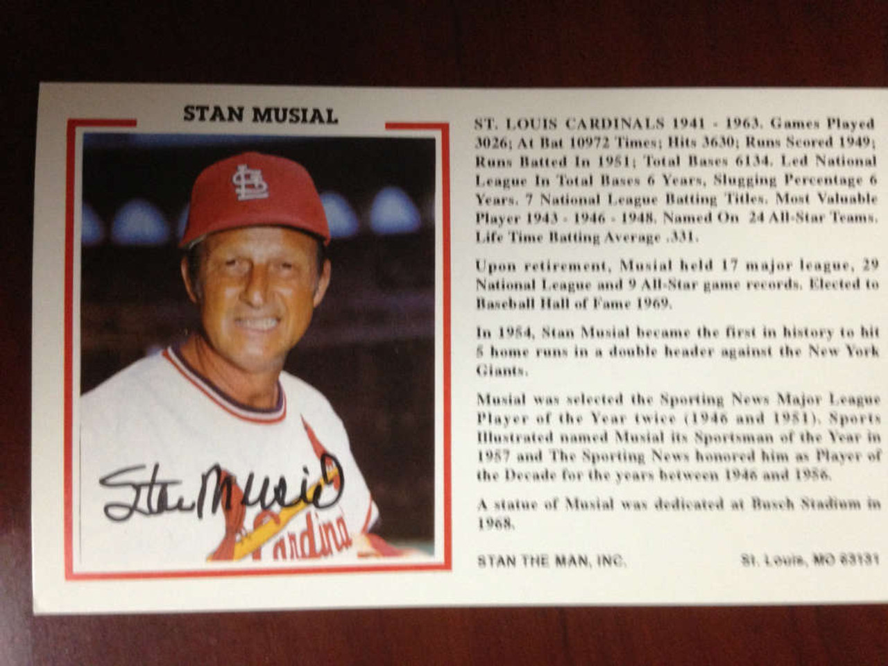 Stan The Man Musial - Jersey Signed