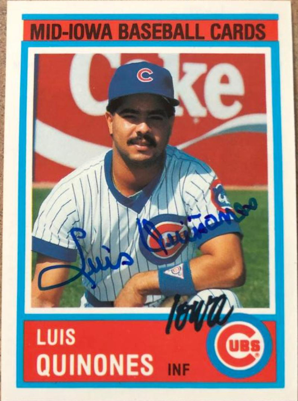 Luis Quinones Autographed 1987 Iowa Cubs Team Issue #20 - Under