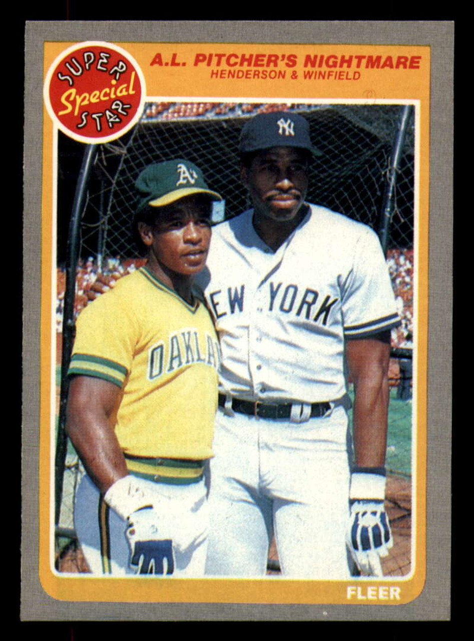 1985 Fleer #629 Rickey Henderson/Dave Winfield AL Pitcher's