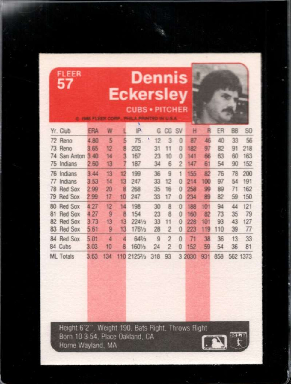 1985 Fleer #57 Dennis Eckersley VG Chicago Cubs - Under the Radar Sports