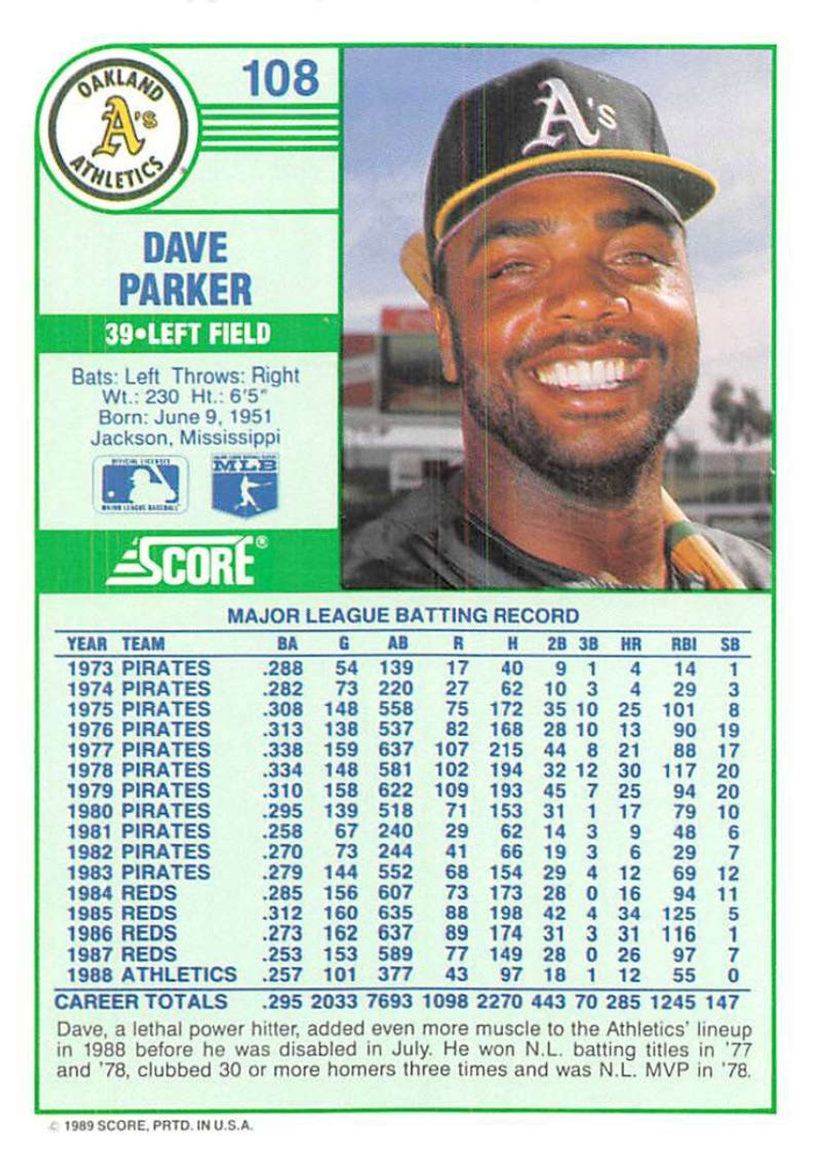  1990 Score Baseball Card #135 Dave Parker