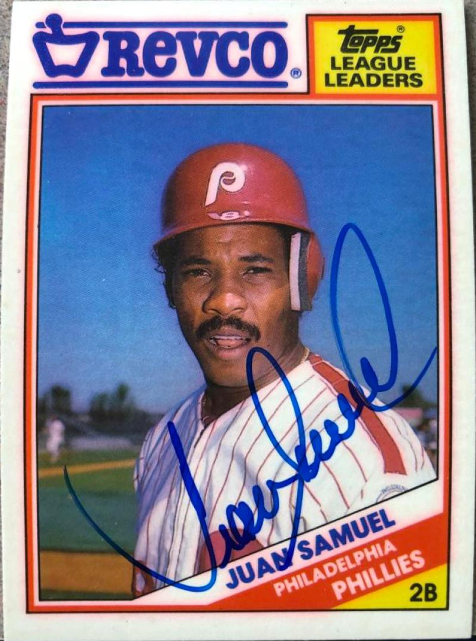 Juan Samuel autographed baseball card (Philadelphia Phillies) 1989