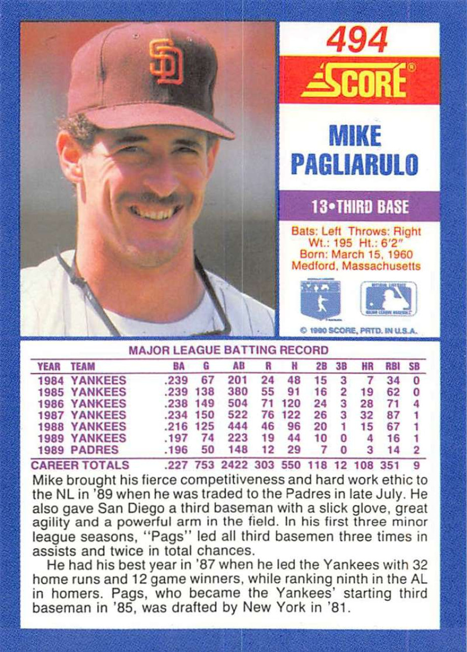 1990 Upper Deck #329 Mike Pagliarulo VG San Diego Padres - Under