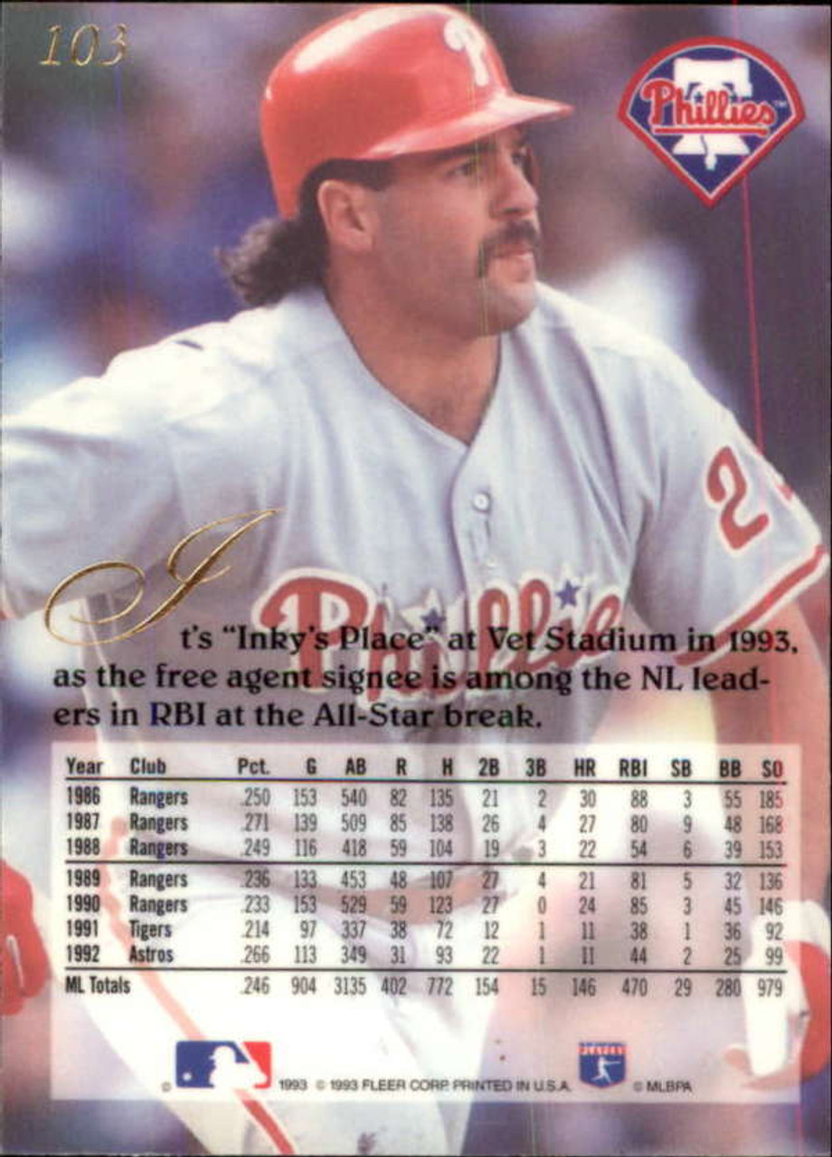 Pete Incaviglia Signed 1994 Pacific Crown Collection Baseball Card -  Philadelphia Phillies