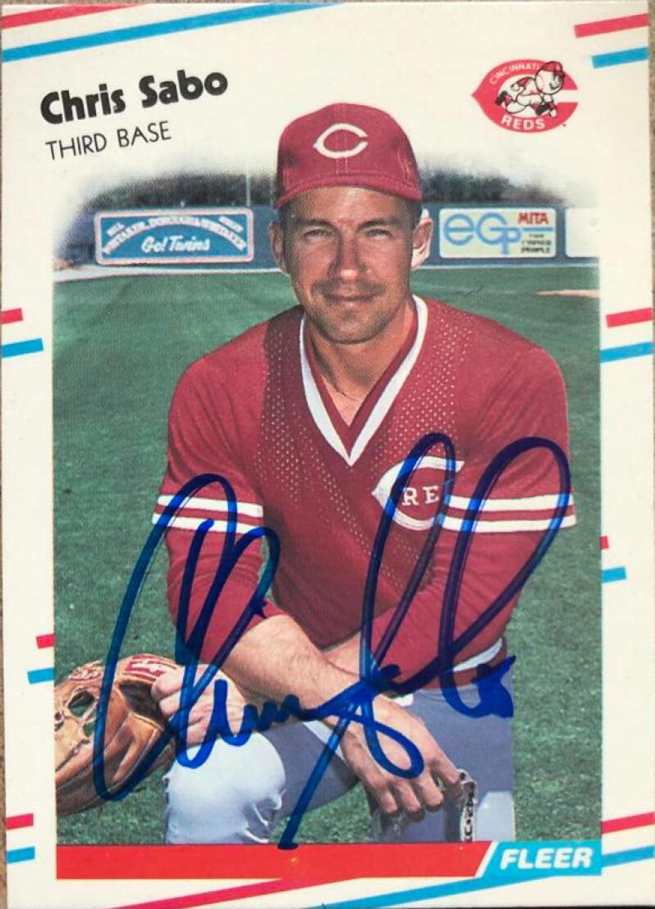 SOLD 3024 Chris Sabo Autographed 1988 Fleer Update #U-87 Rookie Card