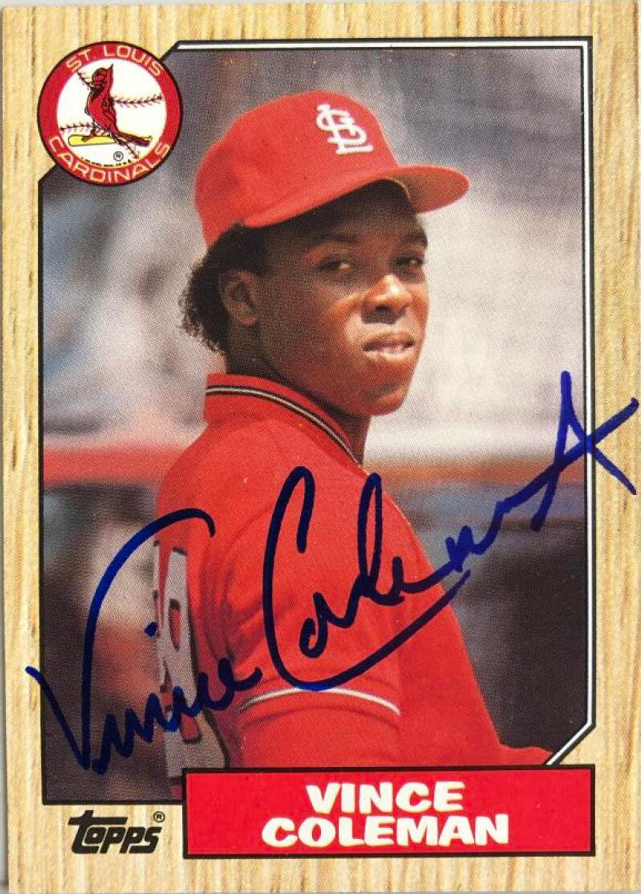 Vince Coleman 1987 Topps Signed Autographed Card #590 St. Louis Cardinals