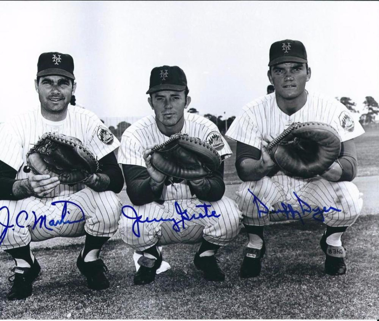 JERRY GROTE NEW YORK METS 1969 WS CHAMPS ACTION SIGNED 8x10