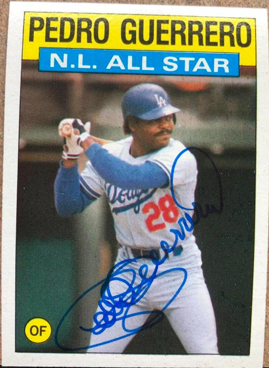 Pedro Guerrero autographed baseball card (Los Angeles Dodgers