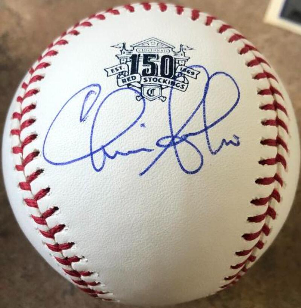 Chris Sabo Autographed Cincinnati Reds 150th Anniversary Baseball 88-93, 96