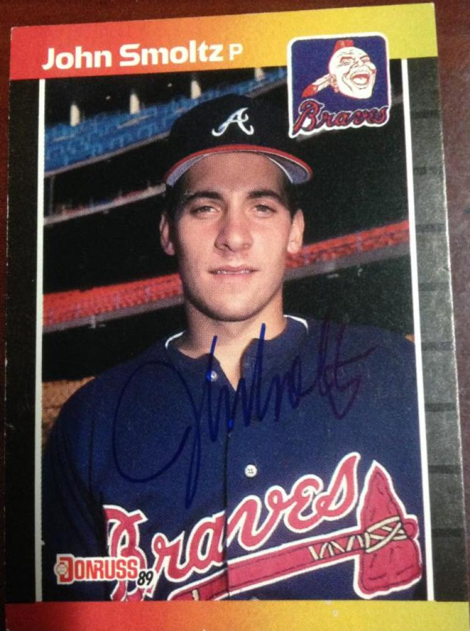 John Smoltz Autographed 1989 Donruss #642 Rookie Card - Under the