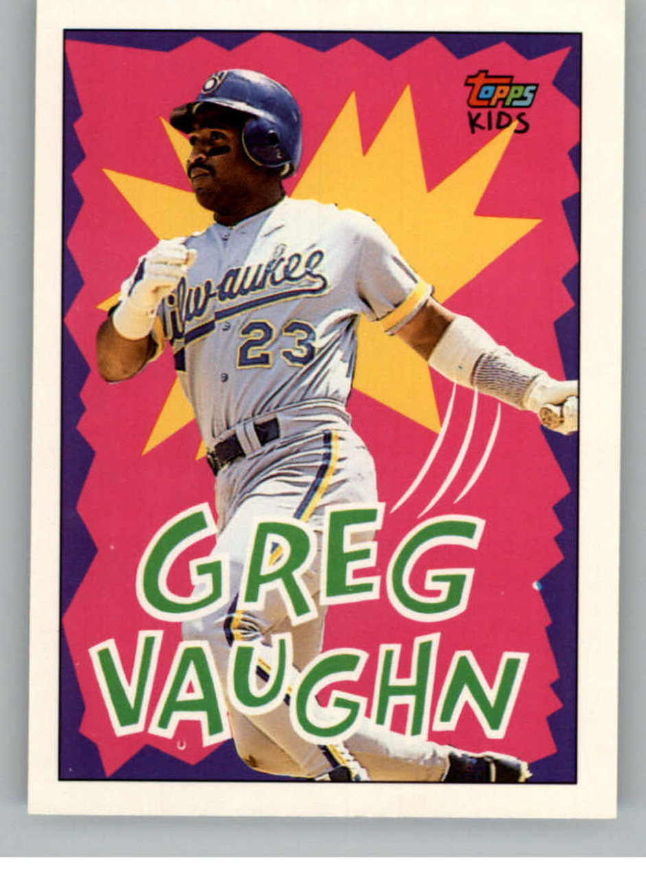 1992 Topps Kids #83 Greg Vaughn NM-MT Milwaukee Brewers - Under
