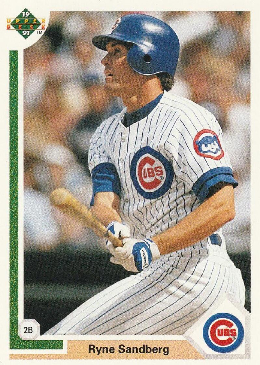 Ryne Sandberg autographed baseball card (Chicago Cubs) 1991 Fleer