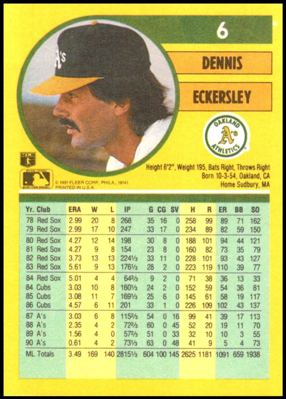 1991 Topps #250 Dennis Eckersley VG Oakland Athletics - Under the Radar  Sports