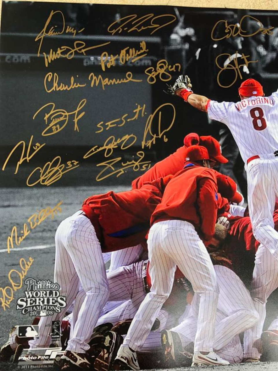 2008 Philadelphia Phillies World Series Champs Team Signed Jersey MLB —  Showpieces Sports