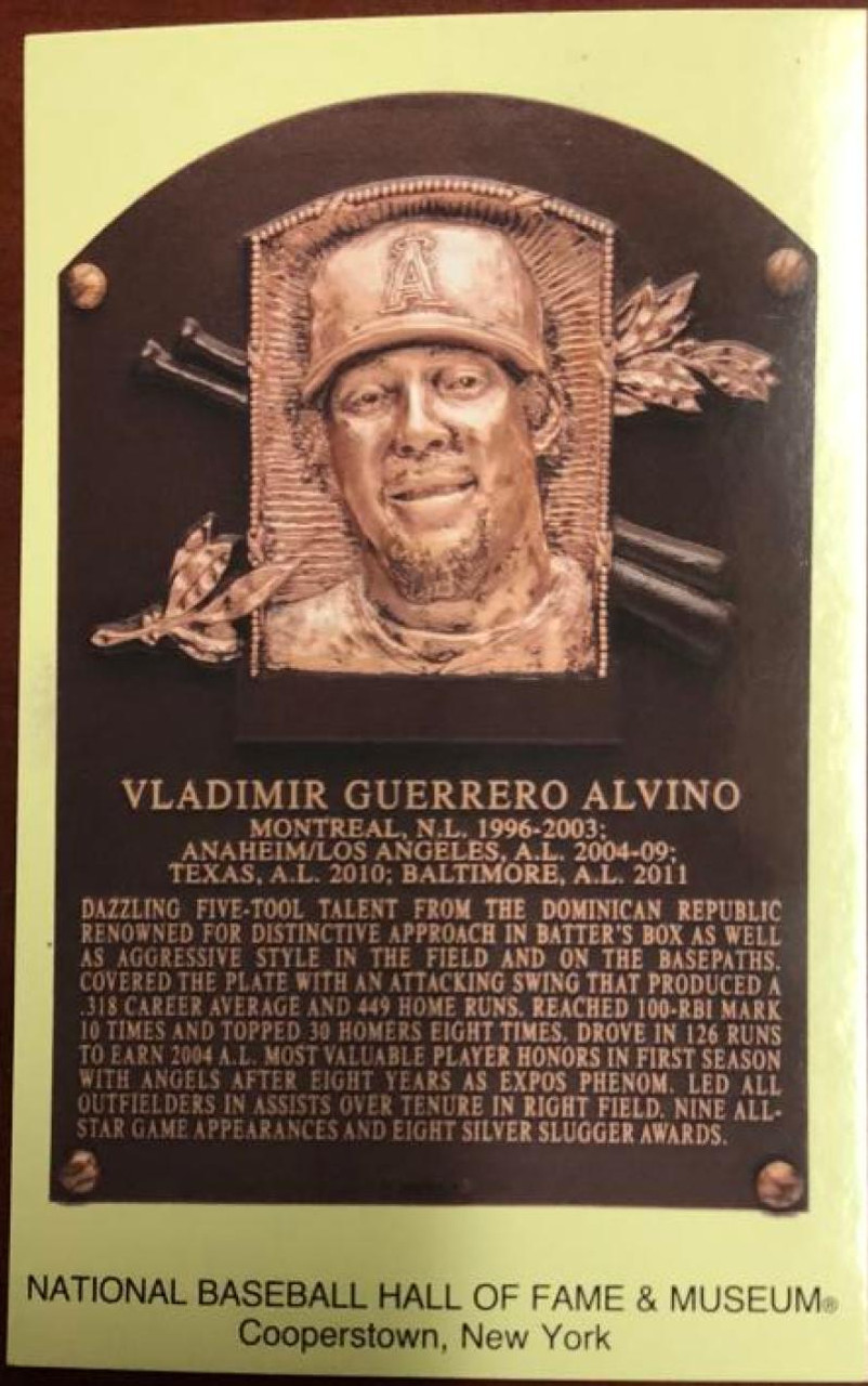 Vladimir Guerrero Postcard- Baseball Hall of Fame Induction Plaque - Photo  Expos