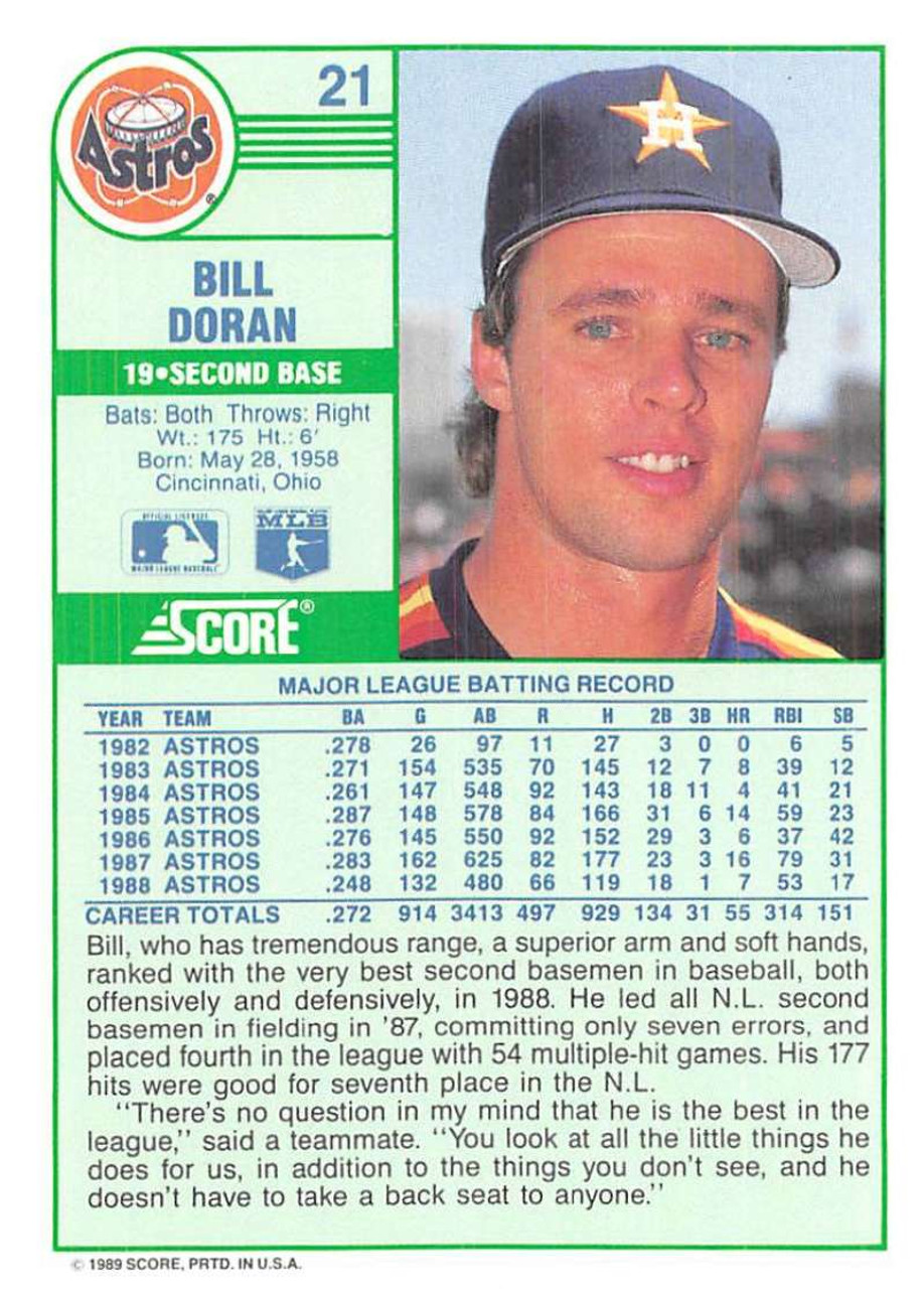 1989 Astros Mother's Baseball Card #4 Bill Doran