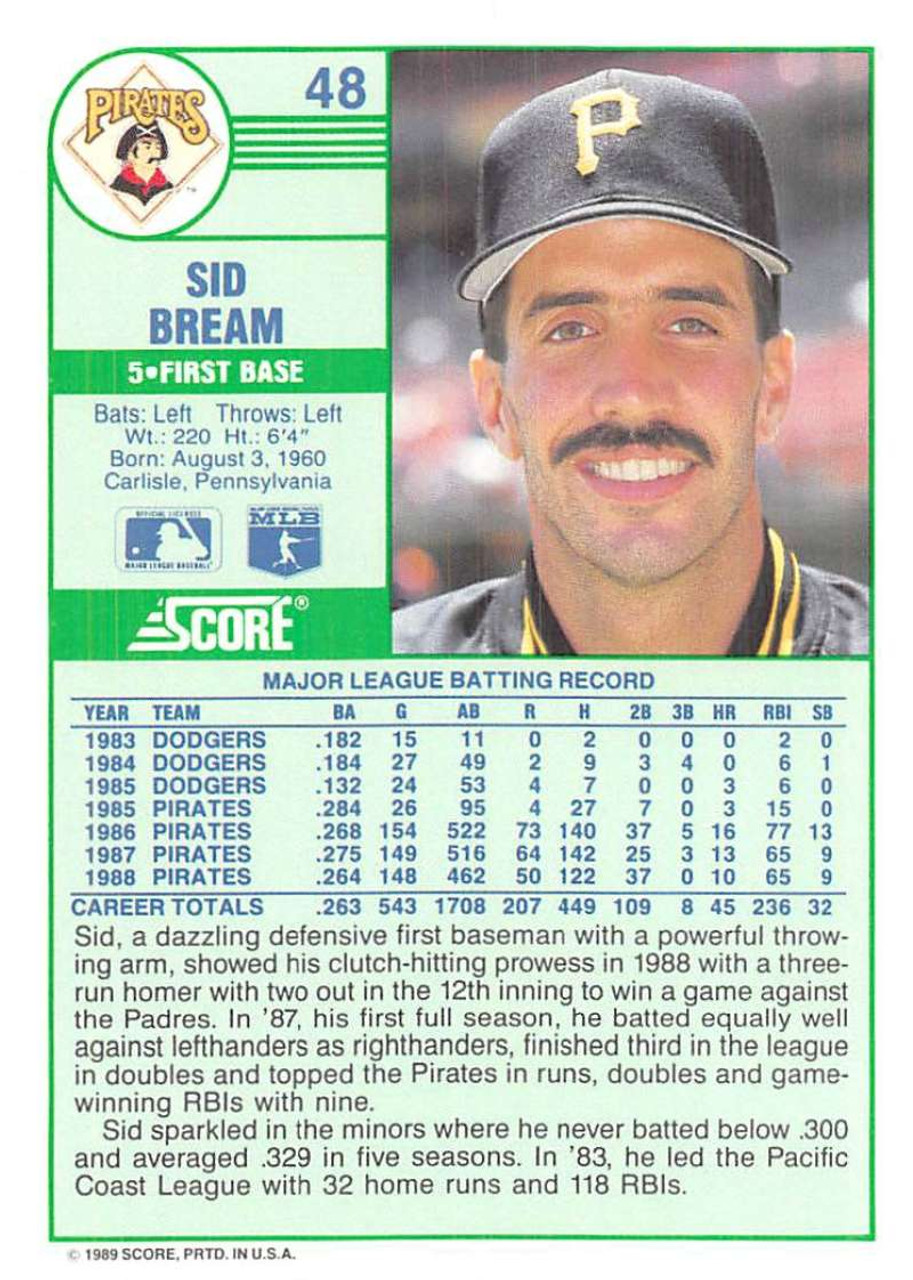 1989 Score #48 Sid Bream VG Pittsburgh Pirates - Under the Radar Sports