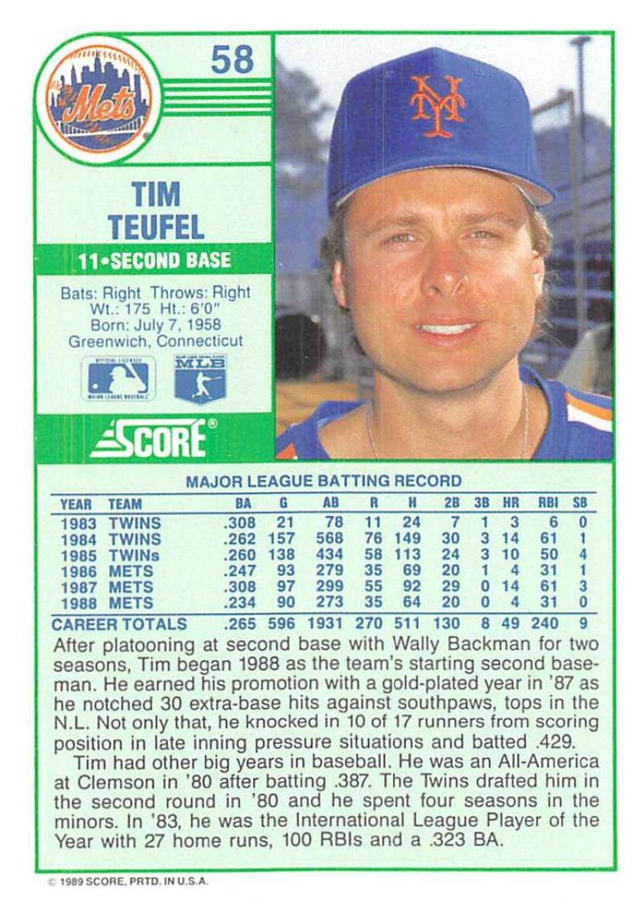 1989 Fleer #50 Tim Teufel VG New York Mets - Under the Radar Sports