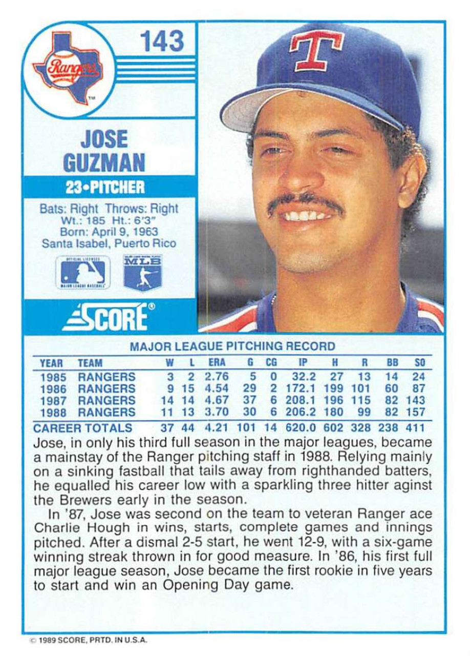 1989 Fleer #520 Jose Guzman VG Texas Rangers - Under the Radar Sports