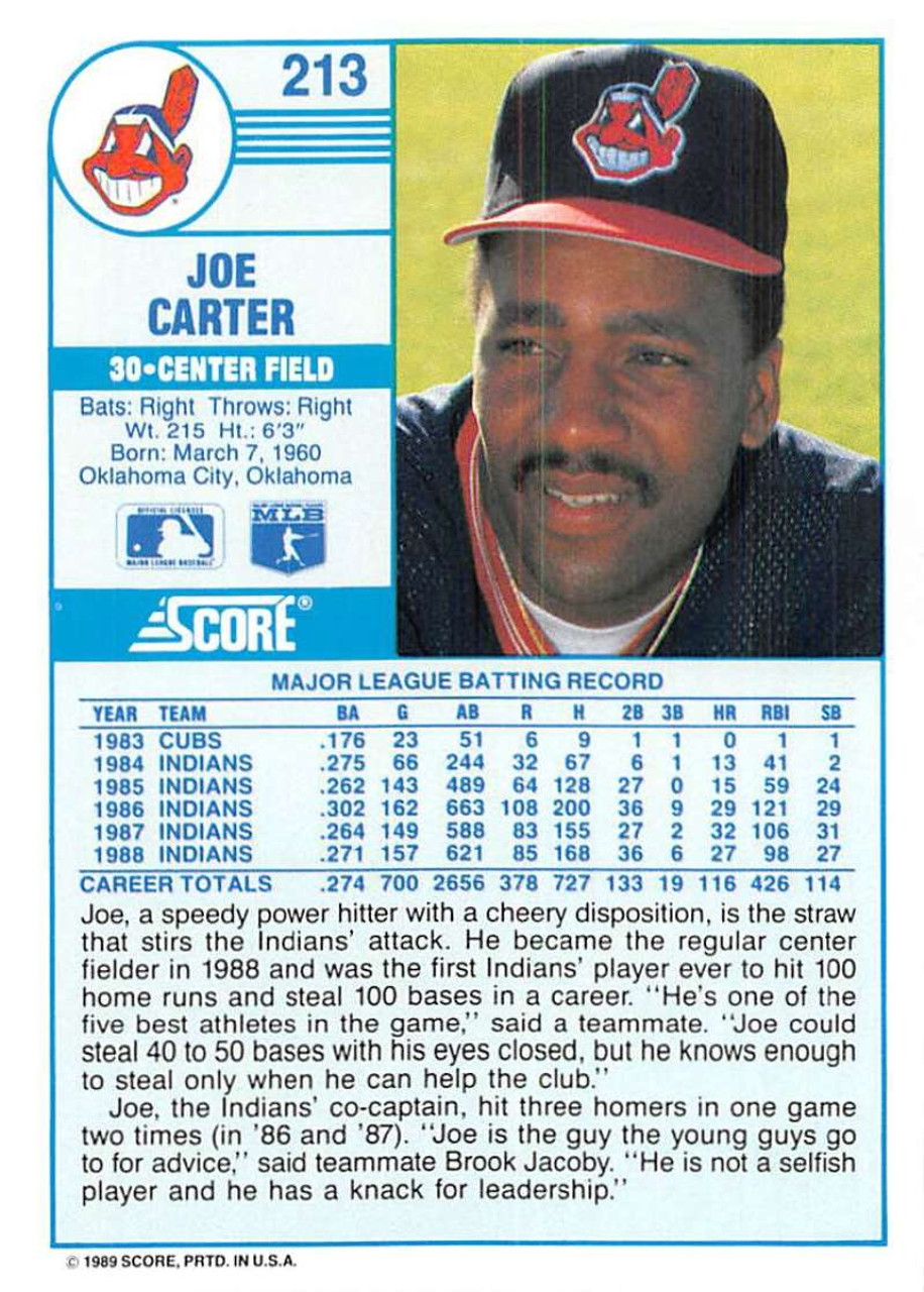 1989 Score #213 Joe Carter VG Cleveland Indians - Under the Radar