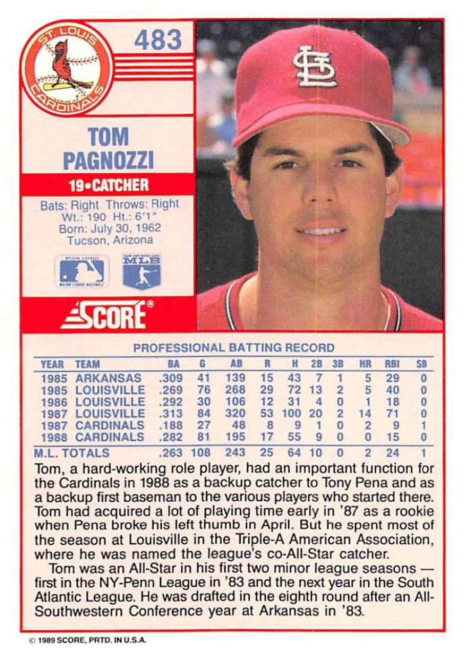 1992 Score #136 Tom Pagnozzi VG St. Louis Cardinals - Under the