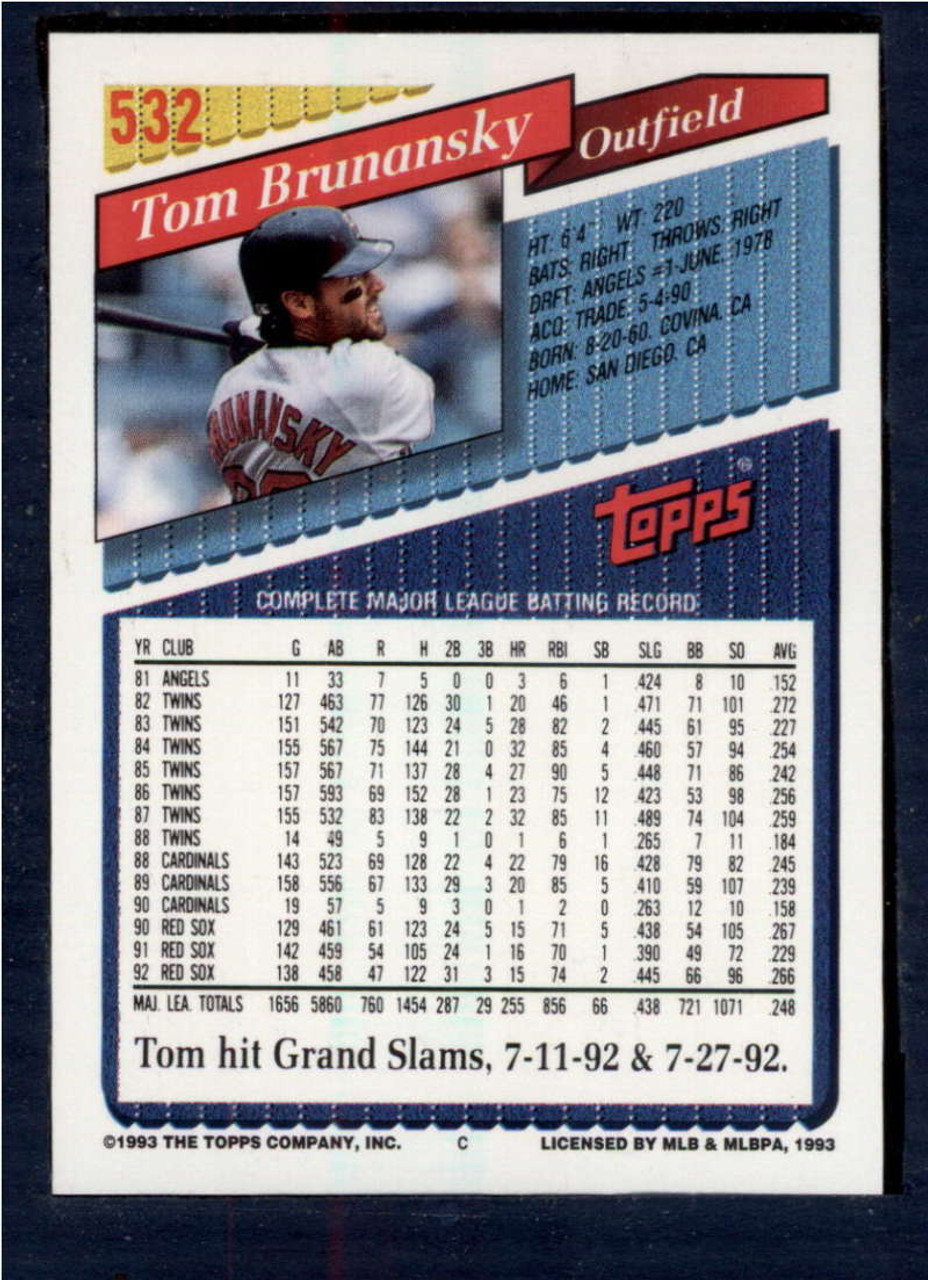 Tom Brunansky autographed Baseball Card (Boston Red Sox) 1992 Upper Deck  #543