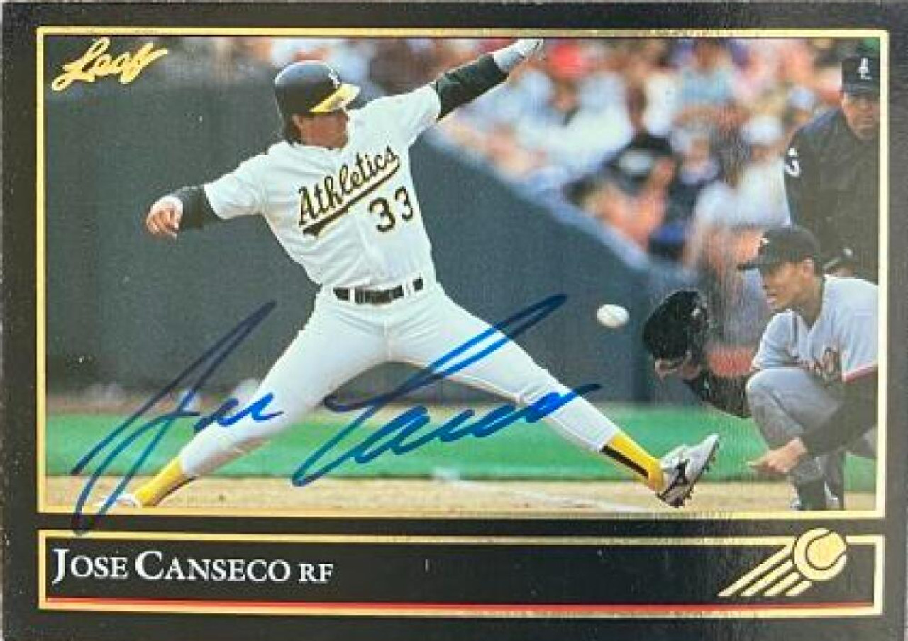 Autographed/Signed JOSE CANSECO Oakland Dark Green Baseball Jersey