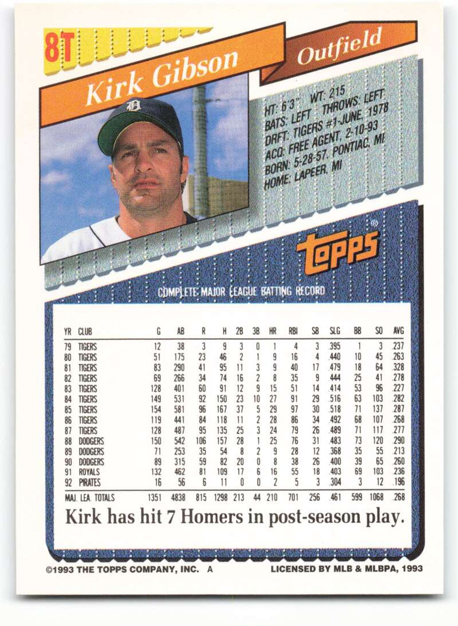 1988 Topps #605 Kirk Gibson NM-MT Tigers