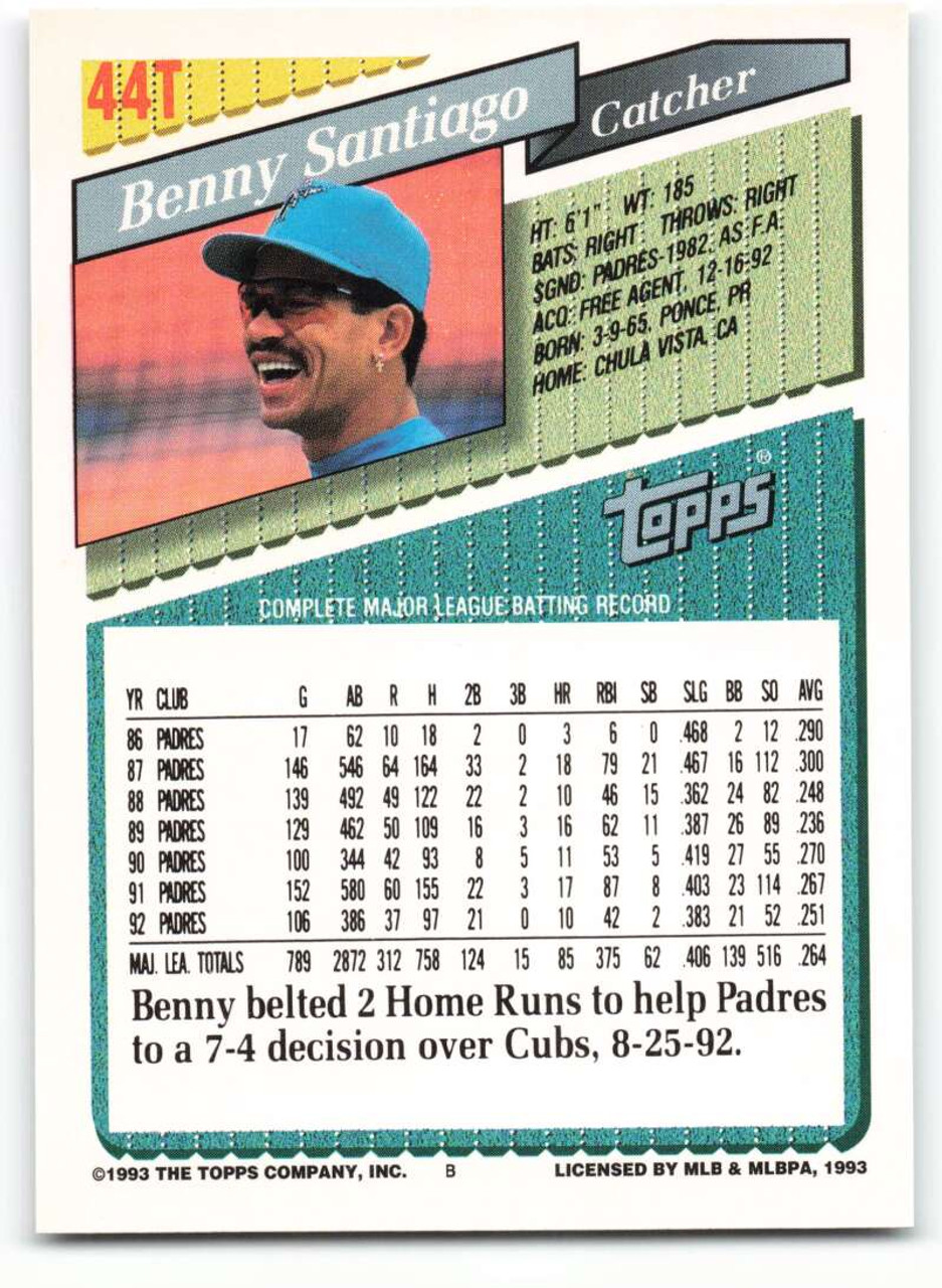 1993 Topps Traded #44T Benito Santiago NM-MT Florida Marlins - Under the  Radar Sports