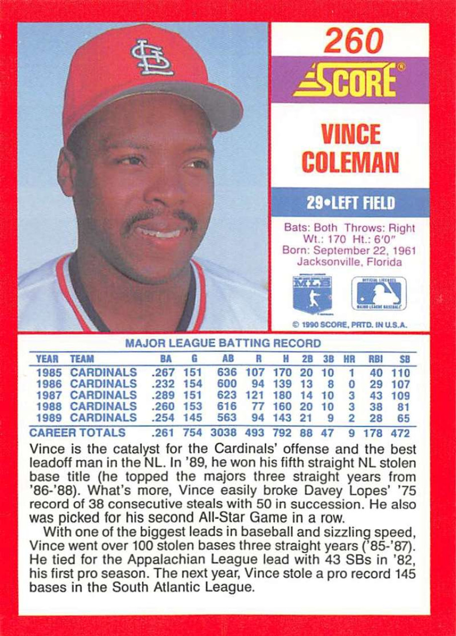 1990 Topps #6 Vince Coleman RB VG St. Louis Cardinals - Under the Radar  Sports