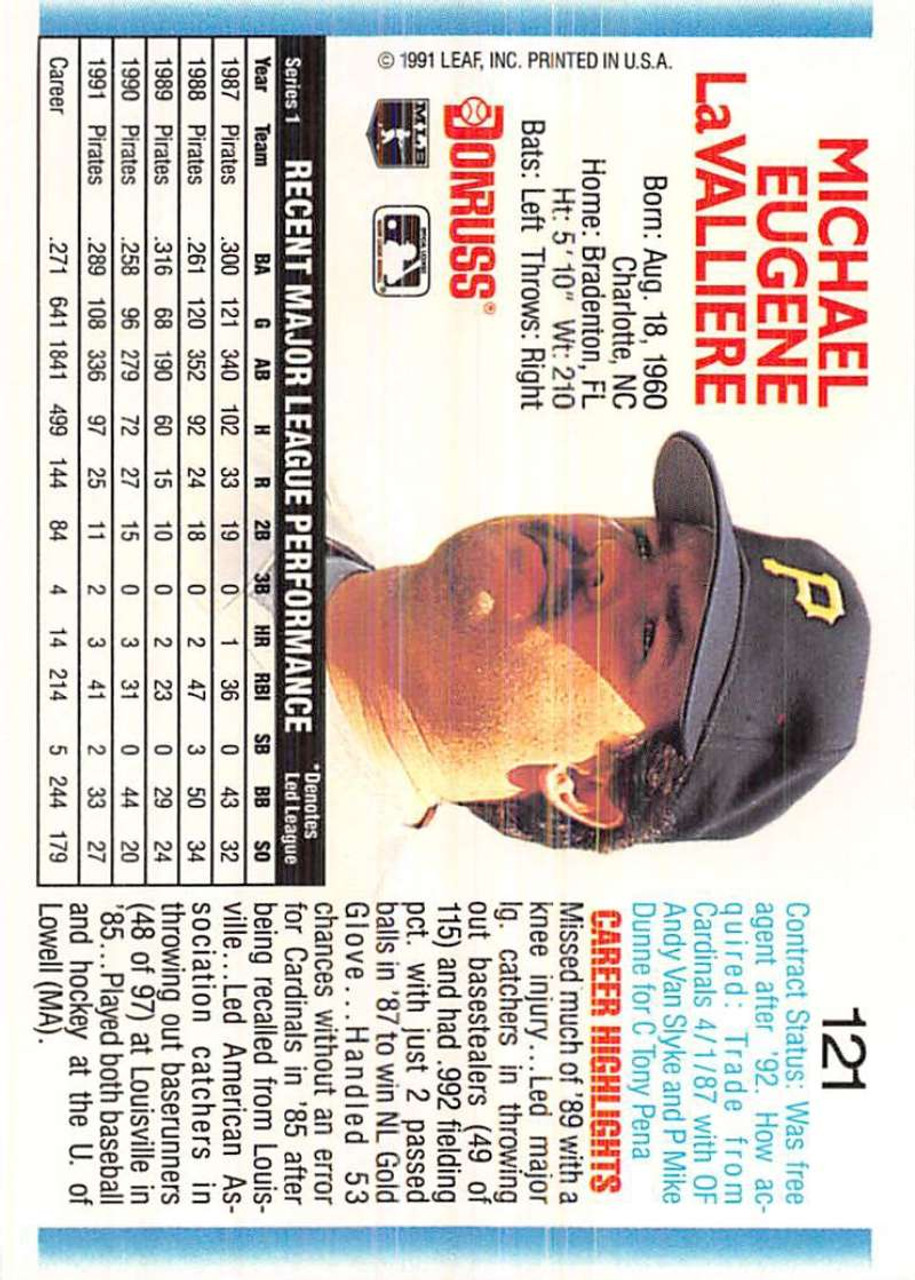 1991 Donruss #121 Mike LaValliere Baseball Card - Pittsburgh Pirates