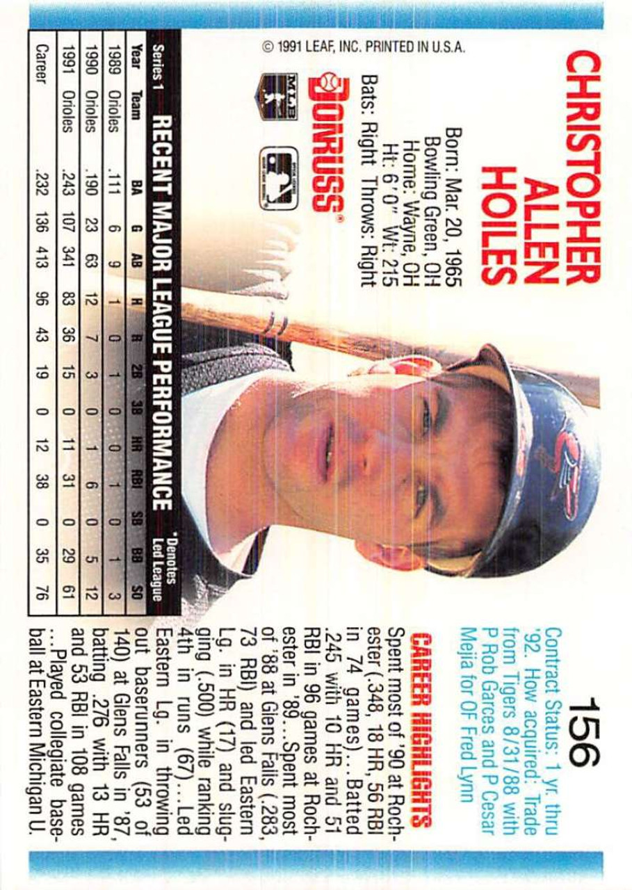 1992 Fleer #9 Chris Hoiles VG Baltimore Orioles - Under the Radar