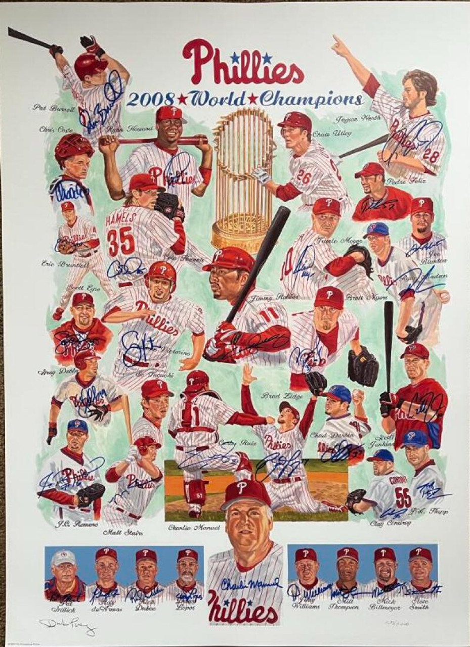 2008 World Series Phillies Autographed Dick Perez Lithograph LE 2000 ID:  132253