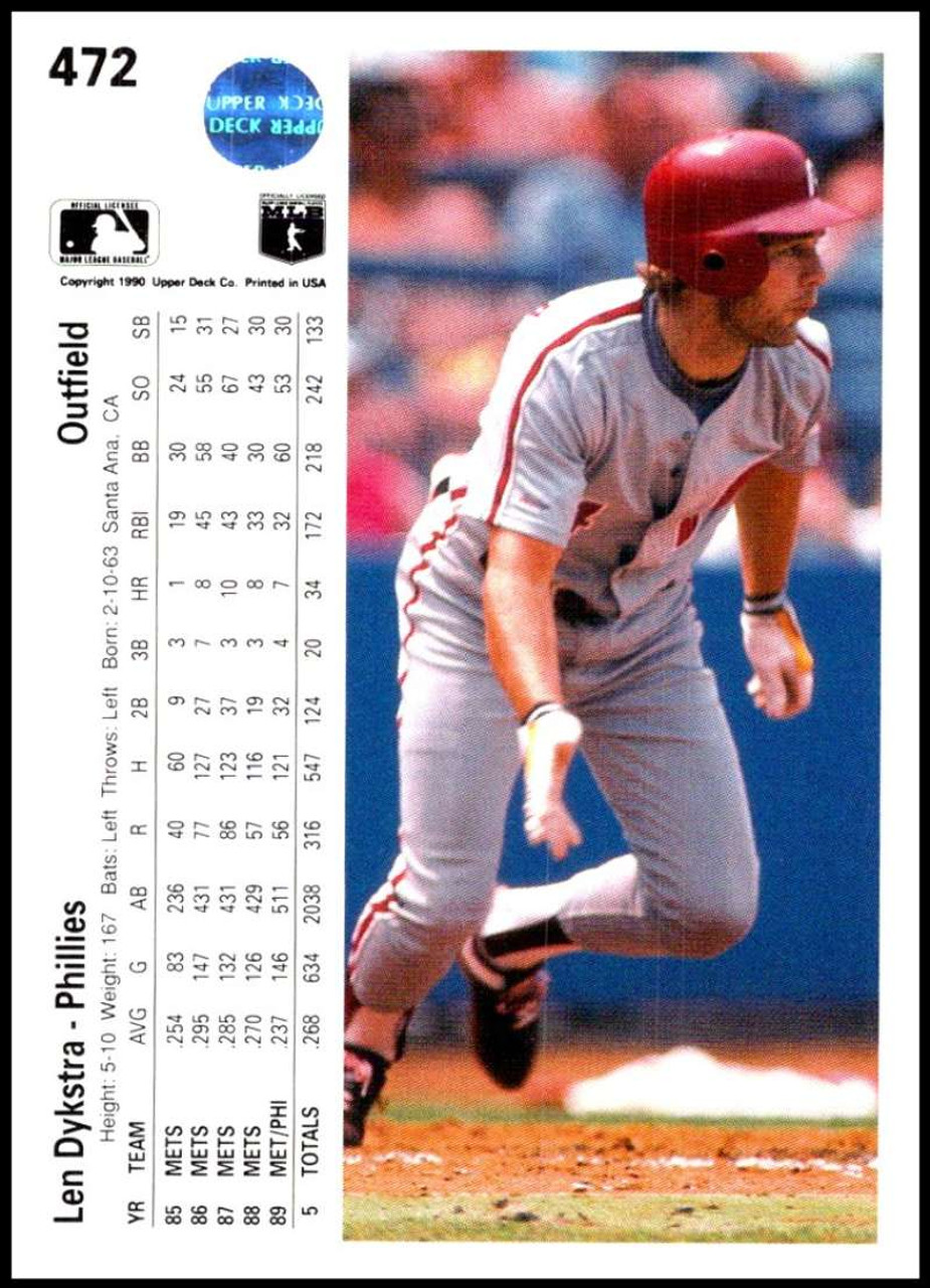 1992 Upper Deck #246 Lenny Dykstra VG Philadelphia Phillies