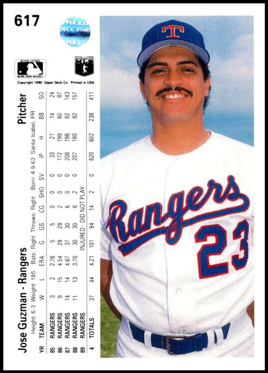  1990 Topps # 308 Jose Guzman Texas Rangers (Baseball