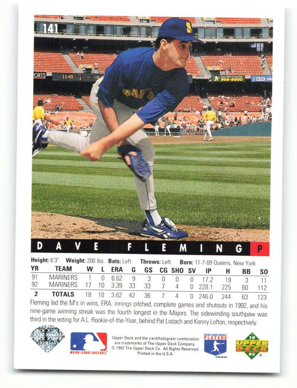 1993 Upper Deck #100 Dave Valle VG Seattle Mariners - Under the Radar Sports