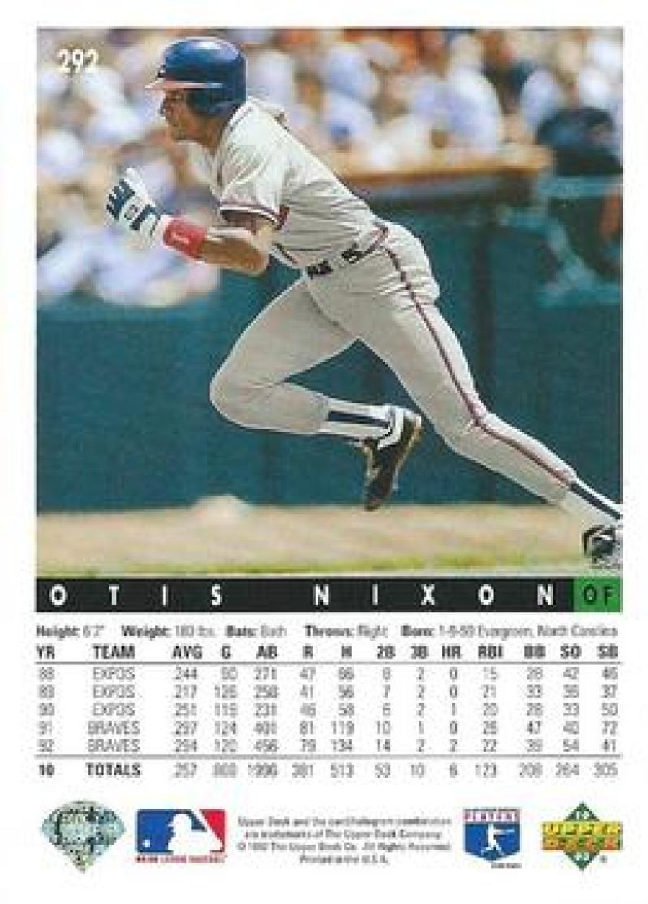 1993 Topps #333 Otis Nixon VG Atlanta Braves - Under the Radar Sports