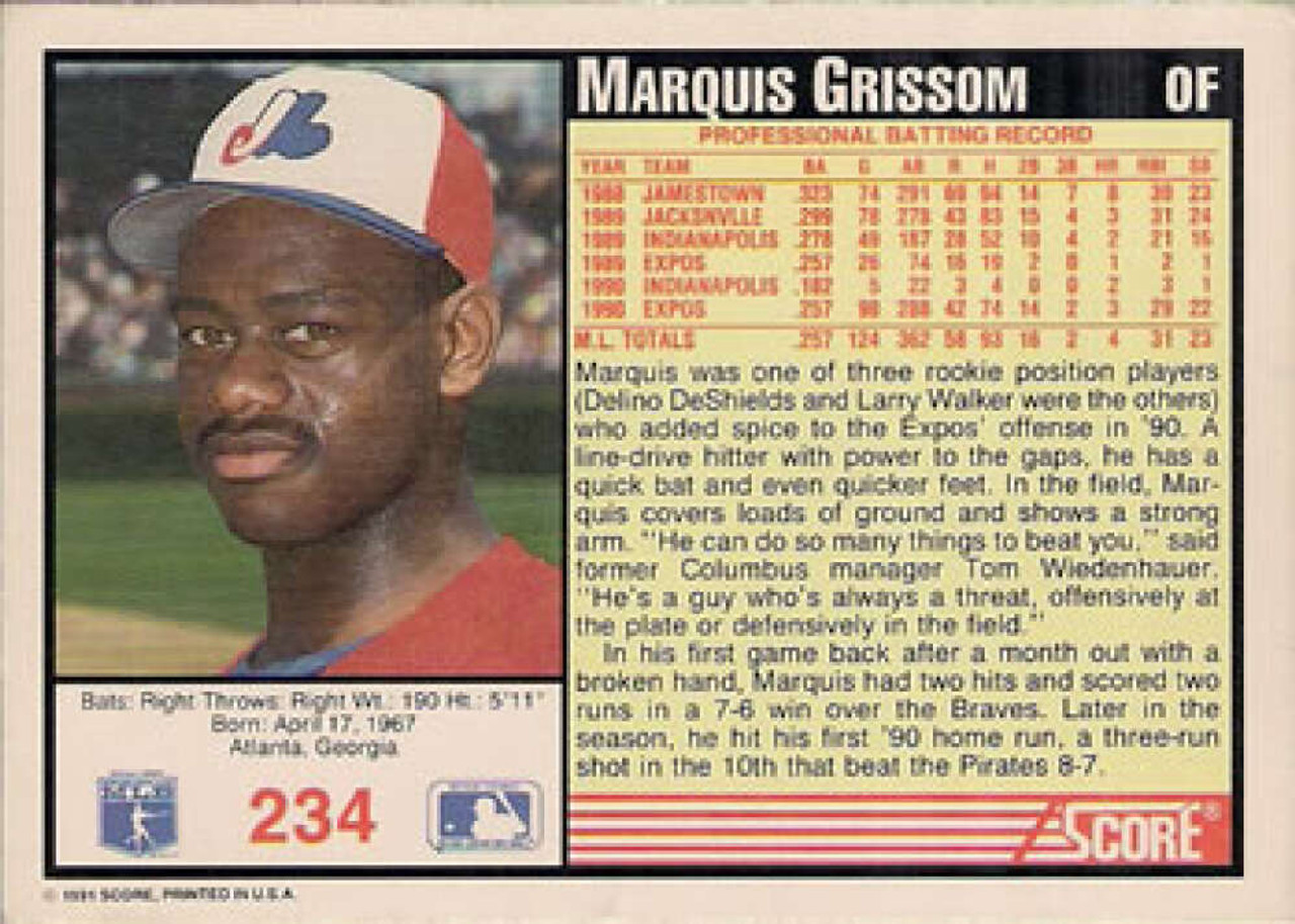 Marquis Grissom autographed Baseball Card (Montreal Expos) 1991 Fleer #234