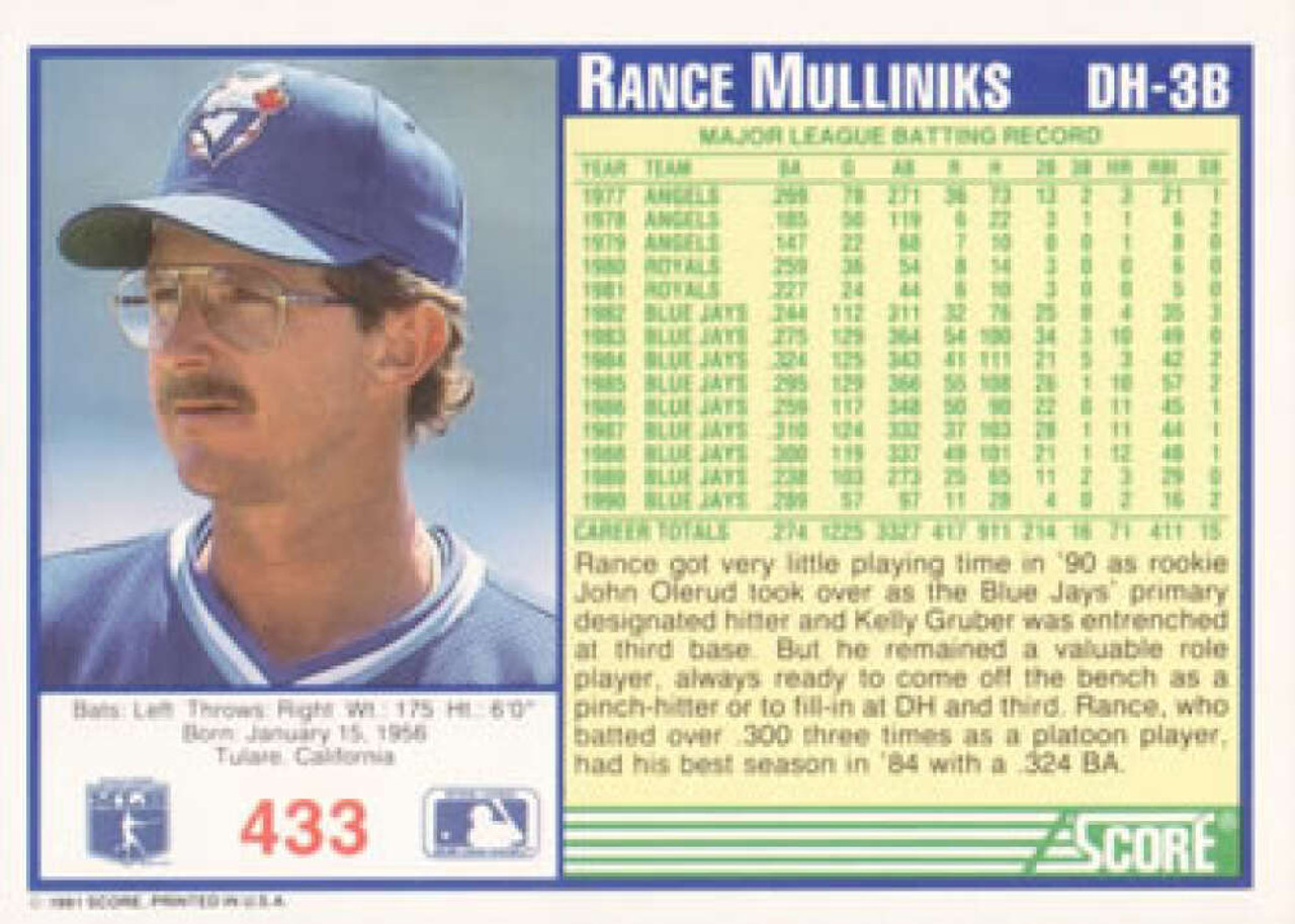 Rance Mulliniks - Blue Jays #132 Upper Deck 1990 Baseball Trading Card