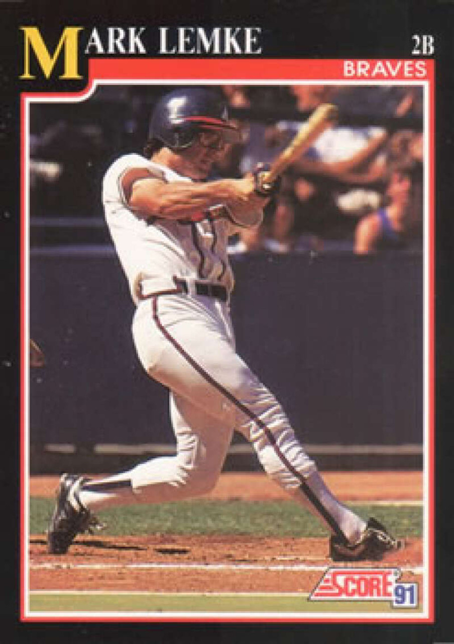 1990 Score Baseball Card #593 Mark Lemke - Atlanta Braves Rookie