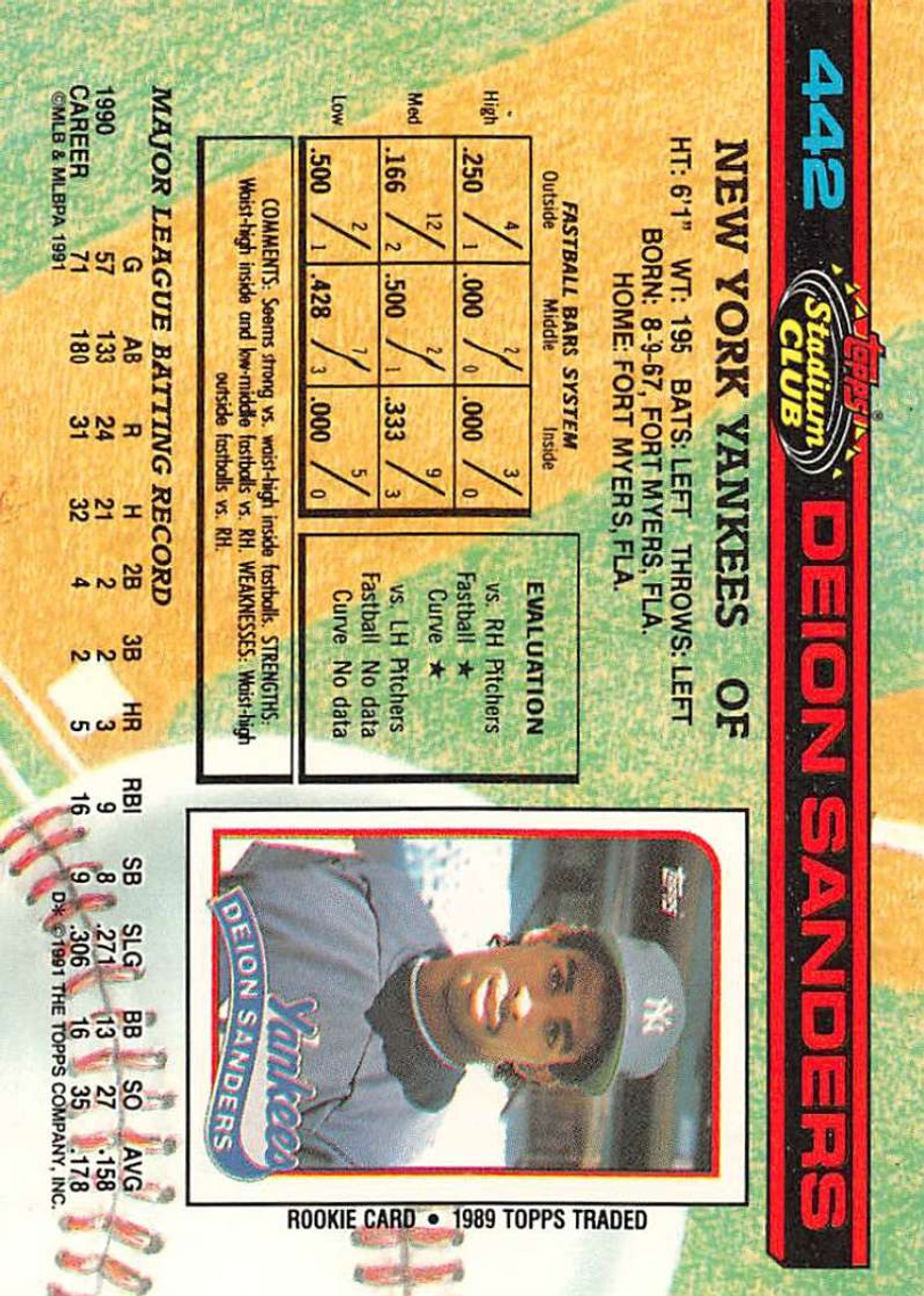 1991 Stadium Club #442 Deion Sanders VG Atlanta Braves - Under the