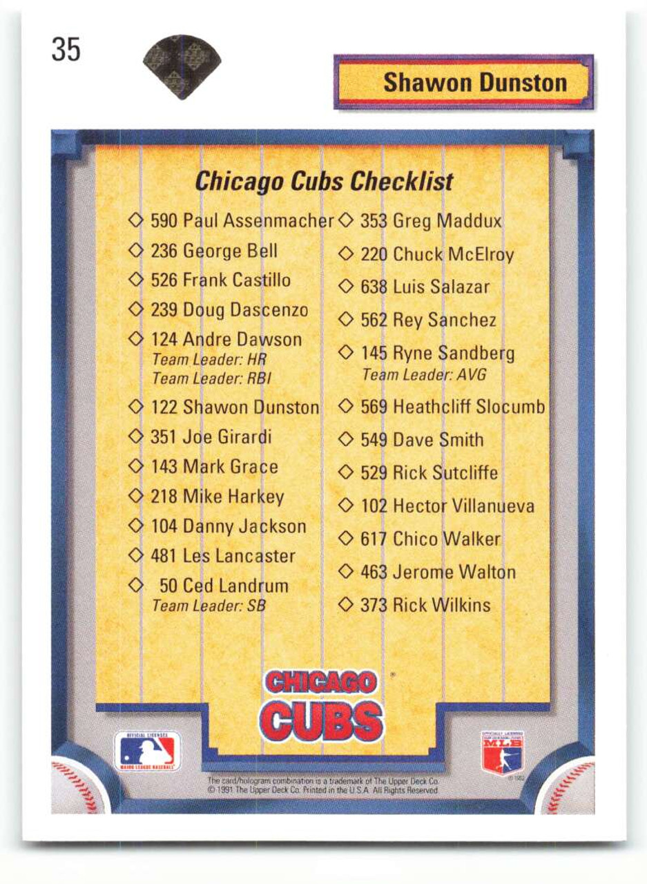 1993 Upper Deck #101 Shawon Dunston VG Chicago Cubs - Under the