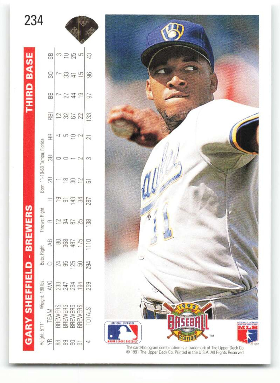 1990 Upper Deck #157 Gary Sheffield VG Milwaukee Brewers - Under the Radar  Sports