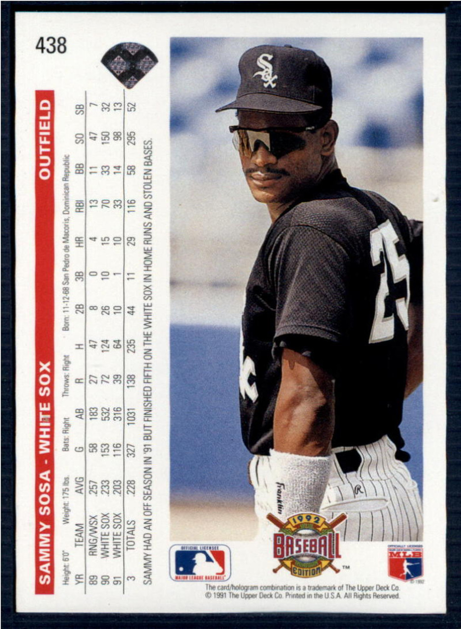 SAMMY SOSA Chicago White Sox 1991 Upper Deck Baseball Card #265