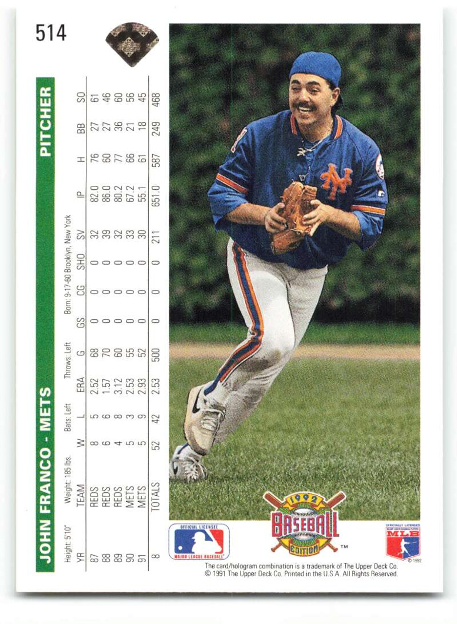 1990 Upper Deck #709 John Franco VG New York Mets - Under the Radar Sports