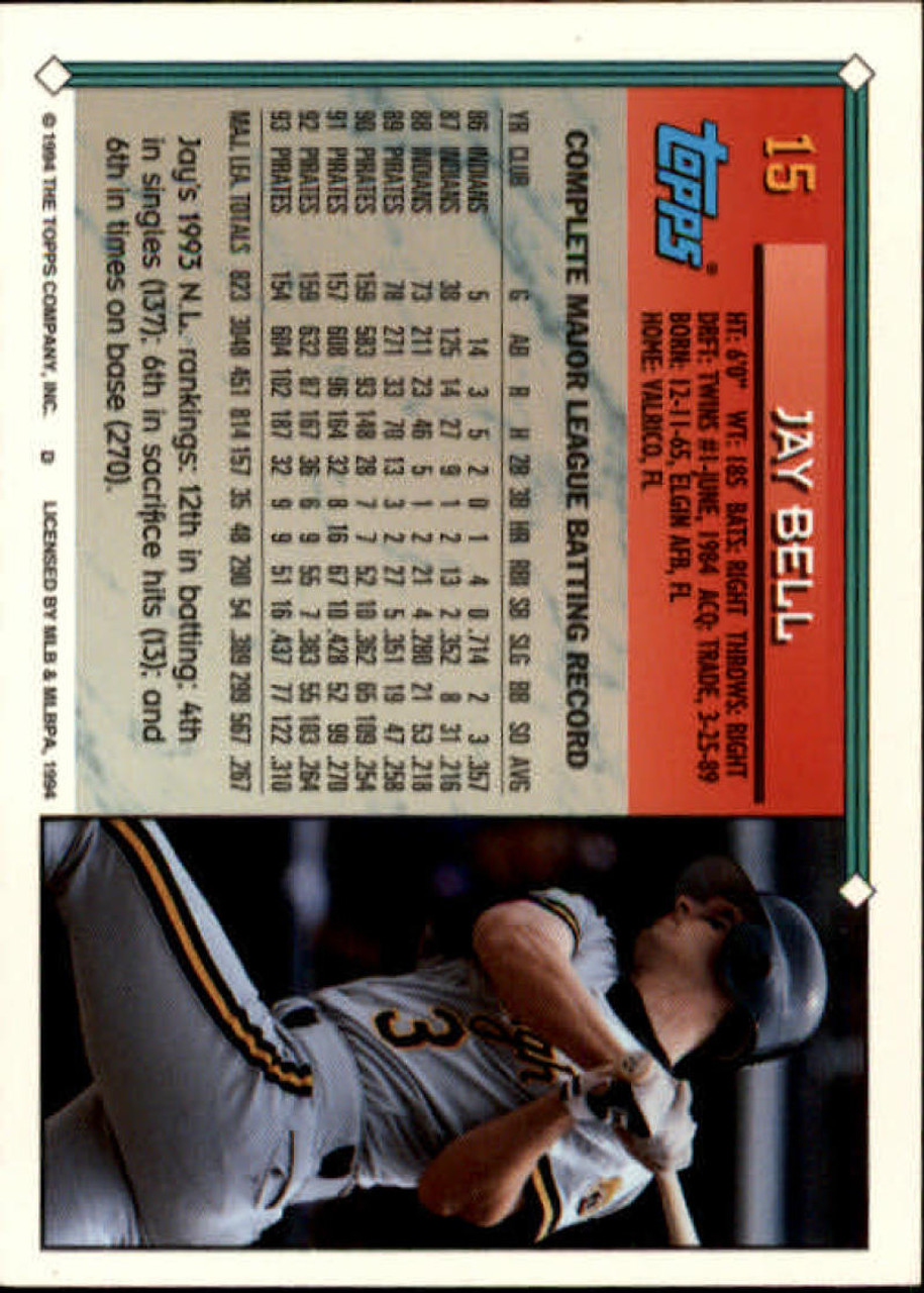 1992 Topps #779 Jay Bell VG Pittsburgh Pirates - Under the Radar