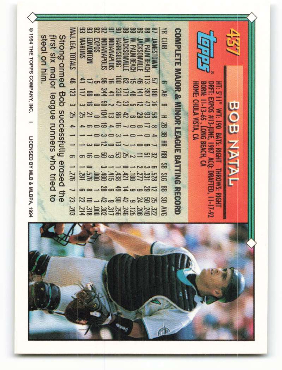 1993 Topps Traded #108T Bob Natal NM-MT Florida Marlins