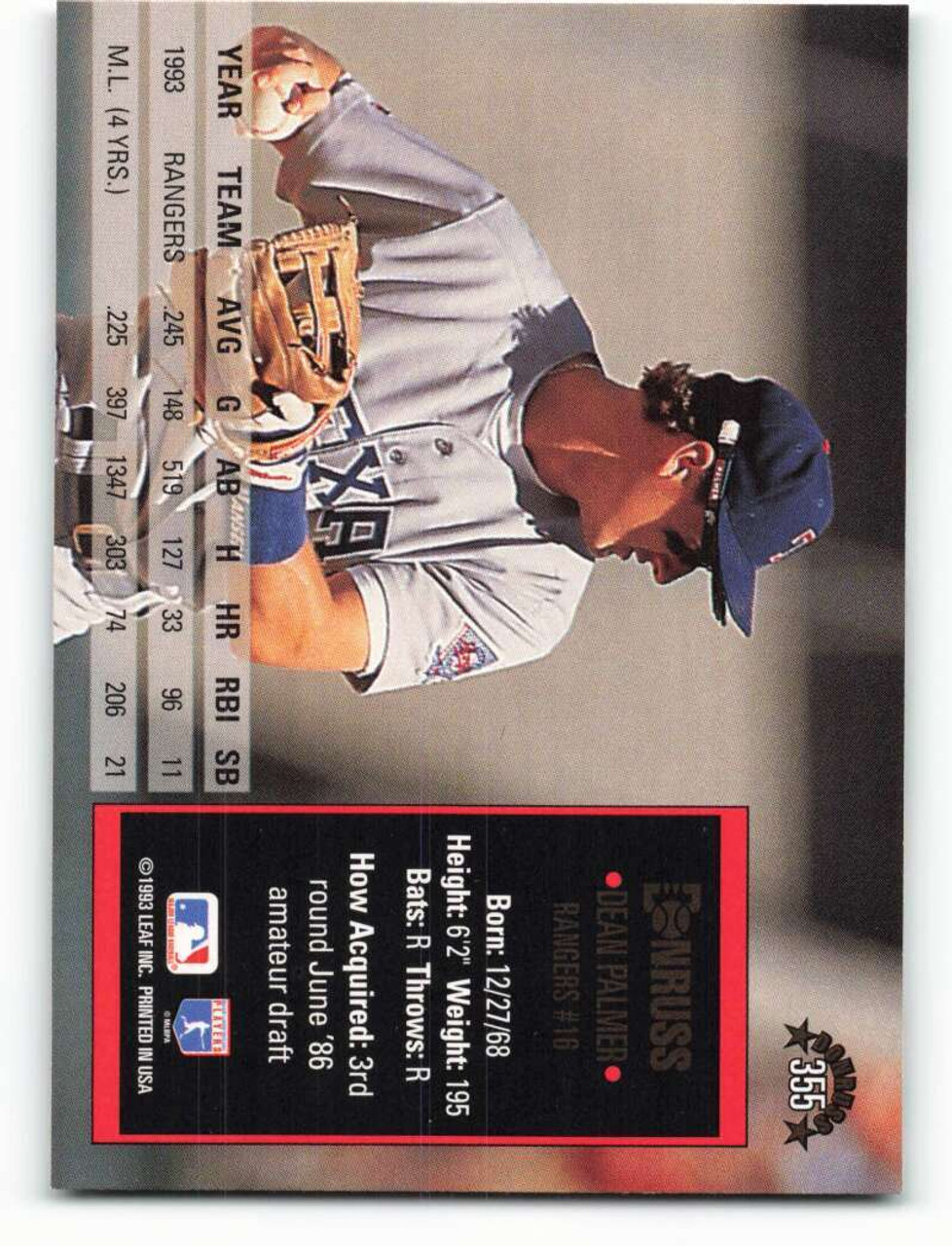 1993 Dean Palmer Baseball Starting Lineup Texas Rangers 