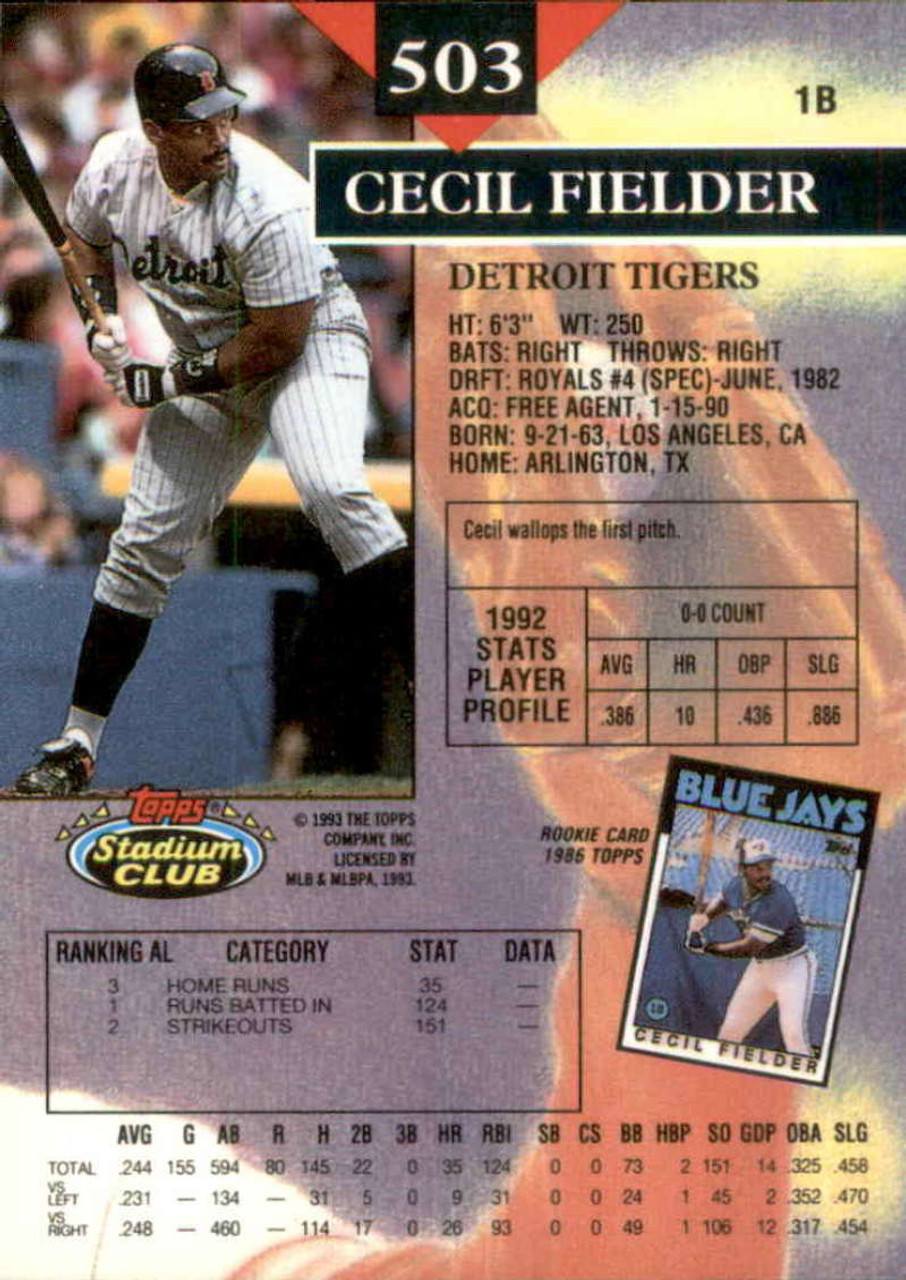  Cecil Fielder Detroit Tigers 1992 Stadium Club