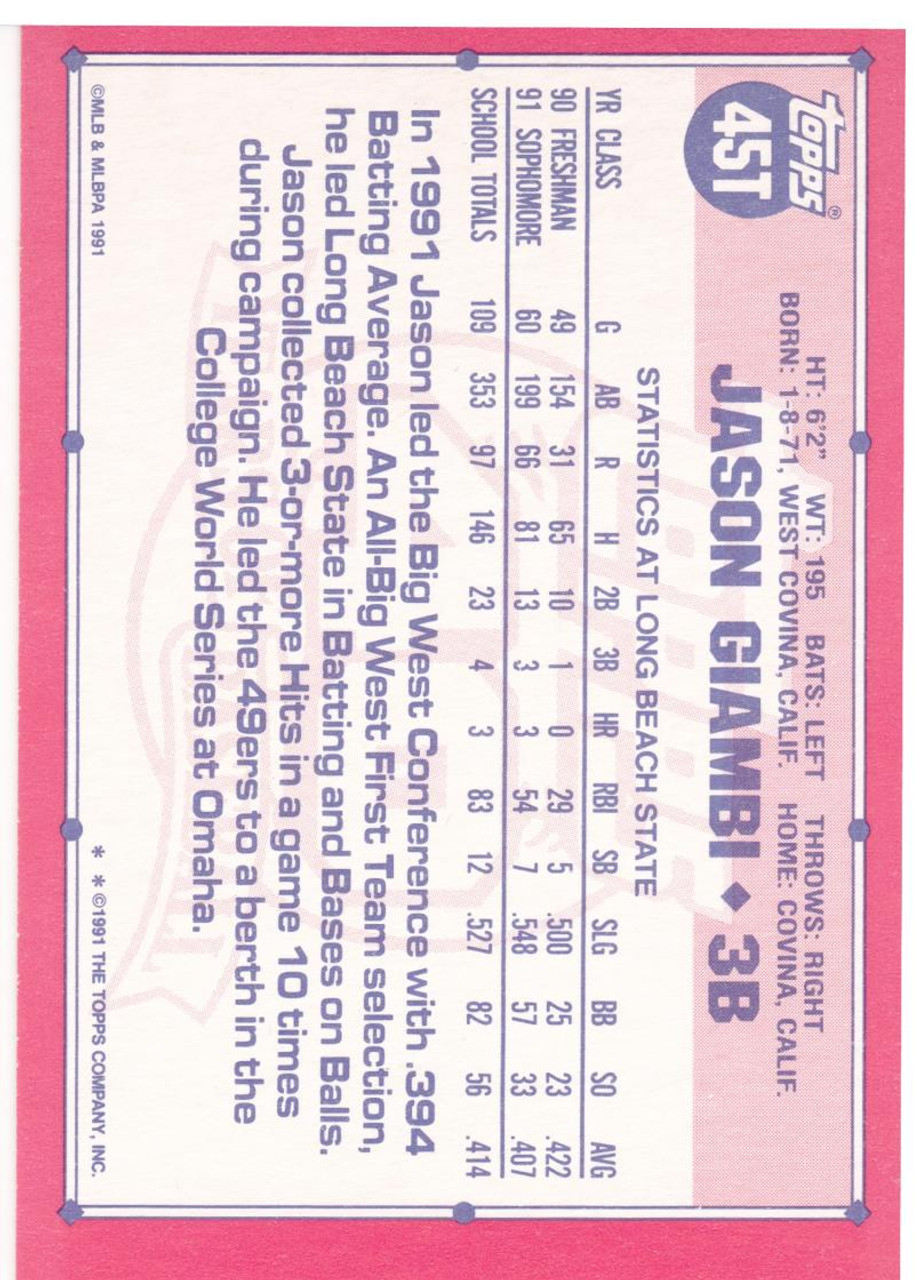 1992 Stadium Club Dome #58 Jason Giambi USA VG USA - Under the Radar Sports